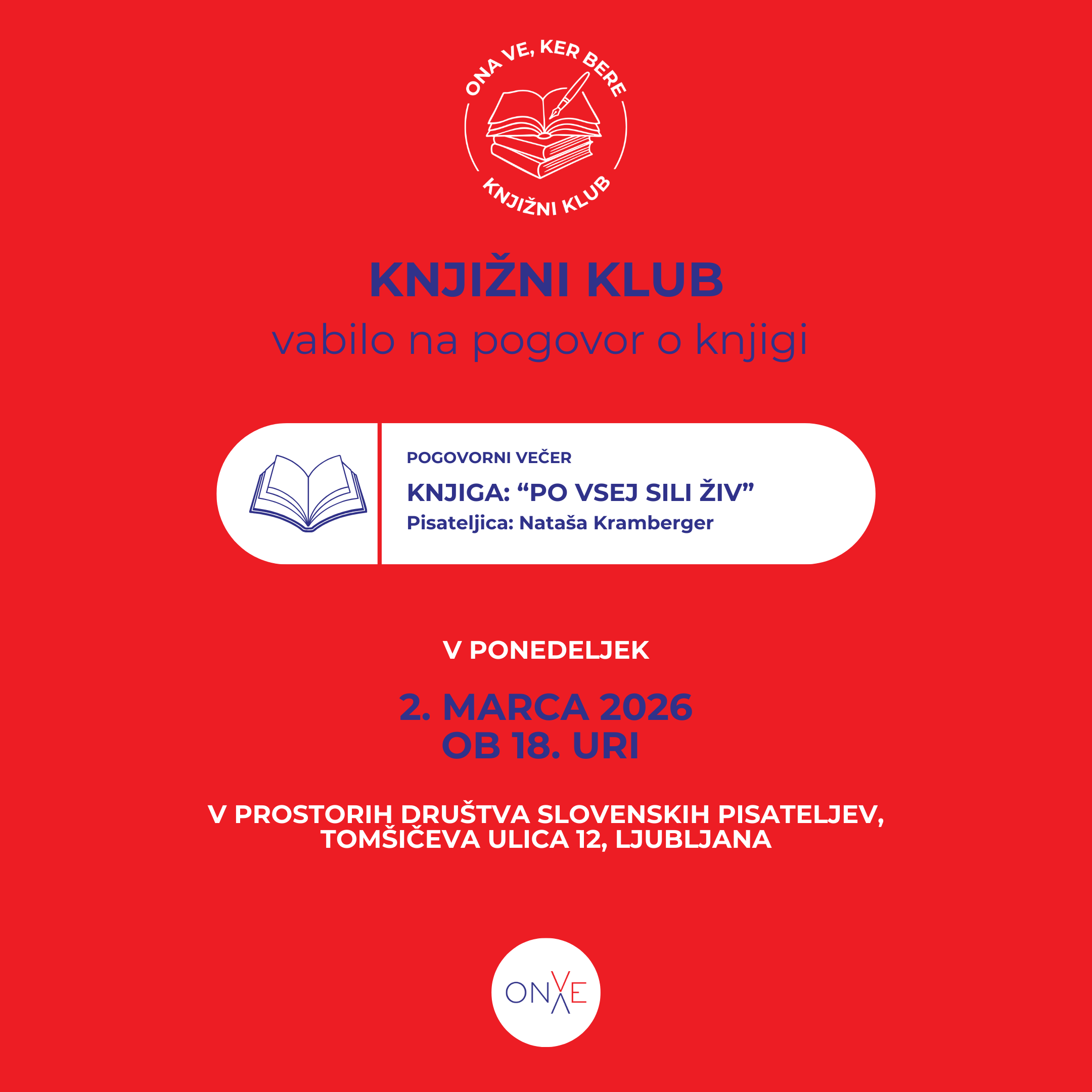 Knjižni klub: ONA VE, ker bere - ONA VE - bold 2026 onave knjizni klub FB posts 01
