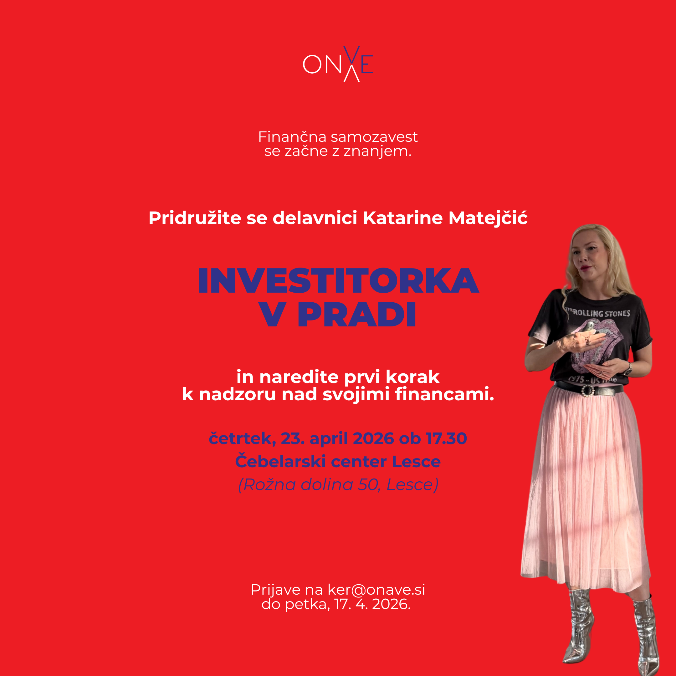 Investitorka v Pradi - ONA VE - bold 2026 onave vabilo Investitorka Prada FB post 00